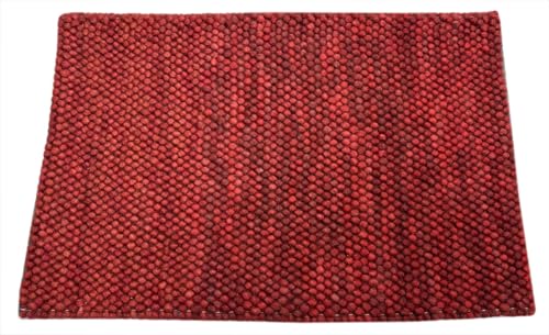 WAWA TEPPICH Handgefertigter Kilim Dhurry Flachgewebe Design 60x90 Rot Wolleteppich R98 von WAWA TEPPICH