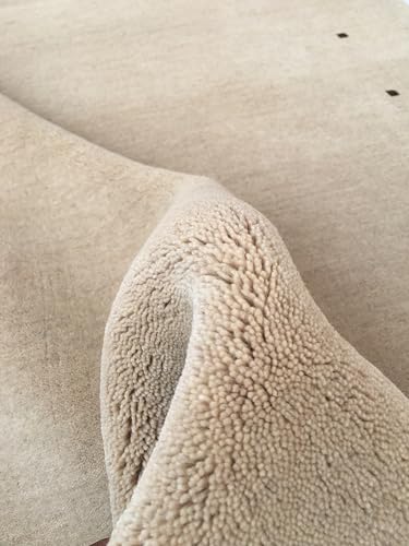 WAWA TEPPICH Handgefertigter orientalischer Gabbeh Teppich aus 100% Wolle Loom Handgewebte 120x180 cm Beige T1 von WAWA TEPPICH