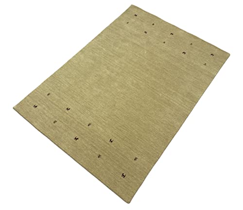 WAWA TEPPICH Handgefertigter orientalischer Gabbeh Teppich aus 100% Wolle Loom Handgewebte 140X200 cm Beige T3 von WAWA TEPPICH