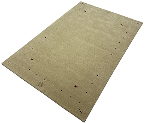 WAWA TEPPICH Handgefertigter orientalischer Gabbeh Teppich aus 100% Wolle Loom Handgewebte 200X300 cm Beige T1 von WAWA TEPPICH