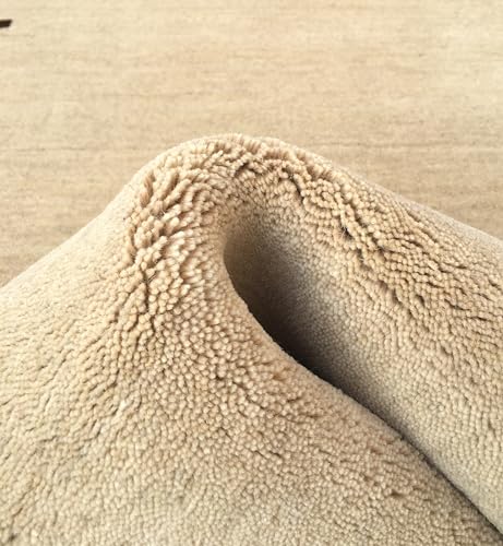 WAWA TEPPICH Handgefertigter orientalischer Gabbeh Teppich aus 100% Wolle Loom Handgewebte 80 x 300 cm Beige T1 von WAWA TEPPICH