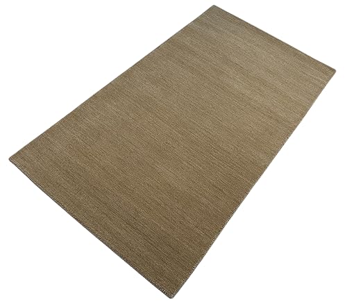 WAWA TEPPICH Handgefertigter orientalischer Gabbeh Teppich aus 100% Wolle Loom Handgewebte 90X160 cm Beige von WAWA TEPPICH