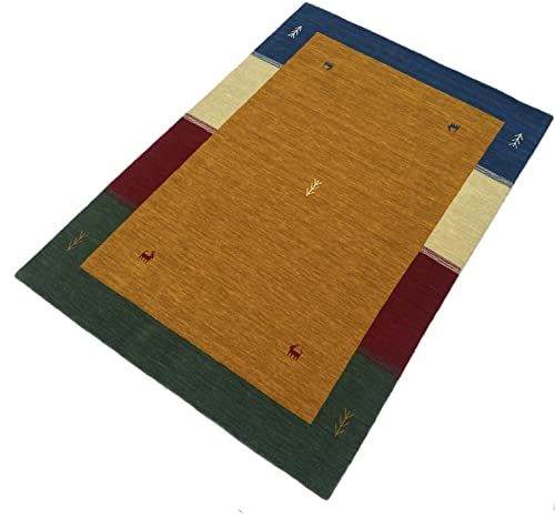 WAWA TEPPICH Handgefertigter orientalischer Gabbeh Teppich aus 100% Wolle Loom Handgewebte Gelb 170X240 cm von WAWA TEPPICH