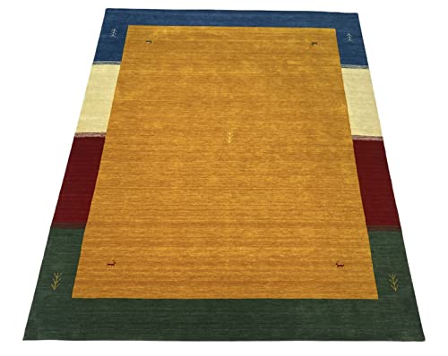 WAWA TEPPICH Handgefertigter orientalischer Gabbeh Teppich aus 100% Wolle Loom Handgewebte Gelb 200X250 cm von WAWA TEPPICH
