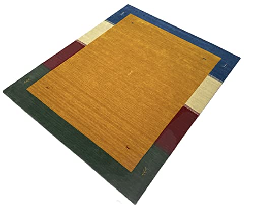 WAWA TEPPICH Handgefertigter orientalischer Gabbeh Teppich aus 100% Wolle Loom Handgewebte Gelb 250X300 cm von WAWA TEPPICH