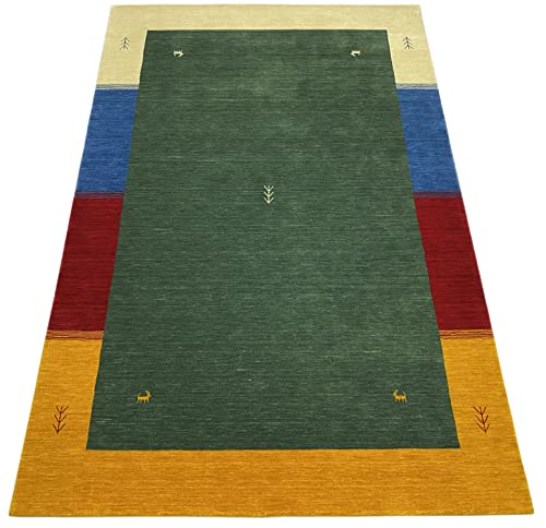 WAWA TEPPICH Handgefertigter orientalischer Gabbeh Teppich aus 100% Wolle Loom Handgewebte Grün 200X300 cm von WAWA TEPPICH
