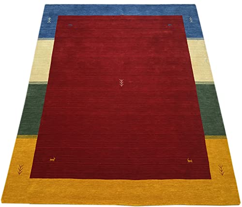 WAWA TEPPICH Handgefertigter orientalischer Gabbeh Teppich aus 100% Wolle Loom Handgewebte Rot 200X250 cm von WAWA TEPPICH