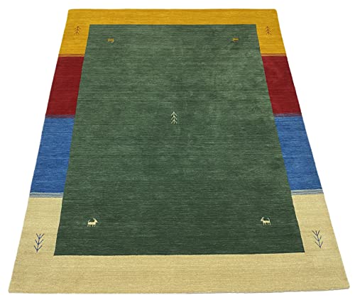 WAWA TEPPICH Handgefertigter orientalischer Gabbeh Teppich aus 100% Wolle Loom Handgewebte grün 250X300 cm von WAWA TEPPICH