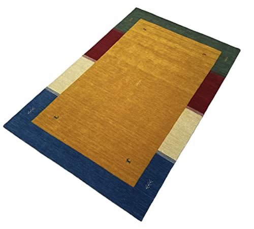 WAWA TEPPICH Orientalischer Teppich Gabbeh Loom Handgefertigt 100% Lori Buff Debbich (Gelb), 200_x_300_cm von WAWA TEPPICH