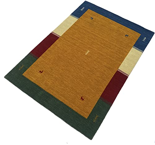 WAWA TEPPICH Orientalischer Teppich Gabbeh Loom handgemacht 100% Lori Buff Debbich (Gelb), 120_x_180_cm von WAWA TEPPICH