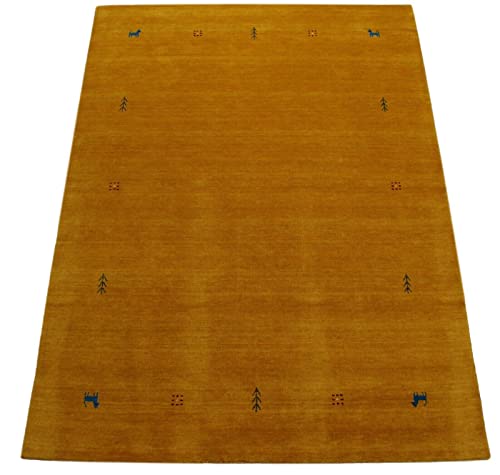 Wohnzimmer Gold Gabbeh Teppich 100% Wolle 170x240 cm Compatible with Orient Handgewebt WR7 von WAWA TEPPICH