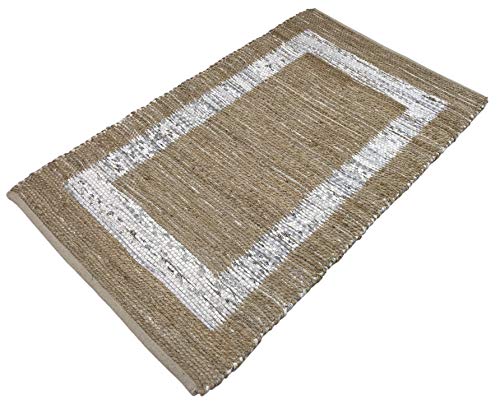 WAWA TEPPICHE Beidseitig Nutzbar Chindi Kelim Durry Teppich Handgearbeiteter, 4 Größen Dhurrie (Ivory, 70 x 140 cm) von WAWA TEPPICHE