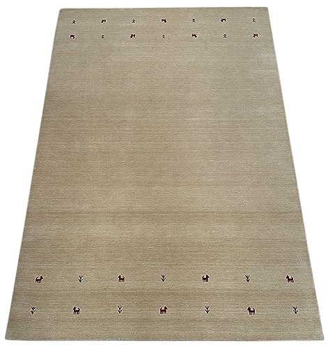 Gabbeh Beige Teppich 100% Wolle Handgewebt Orientteppich Loom Lori (200 x 300 cm, Beige T3) von WAWA