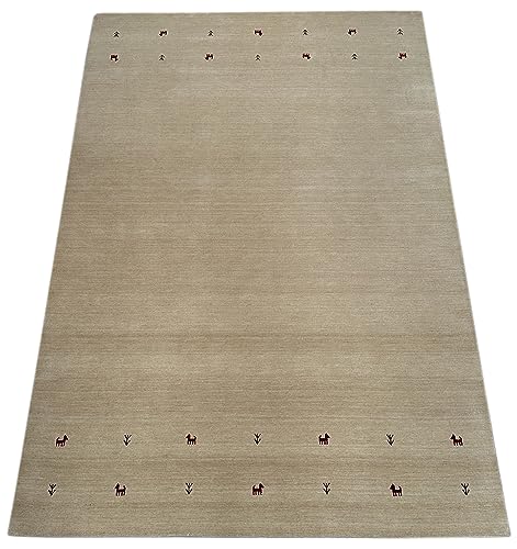 Gabbeh Beige Teppich 100% Wolle Handgewebt Orientteppich Loom Lori (200 x 300 cm, Beige T3) von WAWA TEPPICH