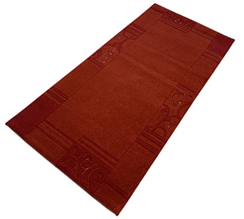 Indo Nepal Handgeknüpft Teppich Rot 100% Wolle Hochwertiger Orientteppich (70 x 140 cm) von WAWA