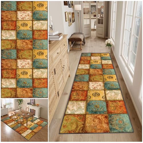 Flur Teppich Läufer Küchenteppich Waschbar Rutschfest Schlafzimmer Bettumrandungteppich In- & Outdoor Teppich 110 x 150 cm Wohnteppich Oder Läufer Flurläufer Lang Korridor Teppich Eingang Teppich von WAWFONG