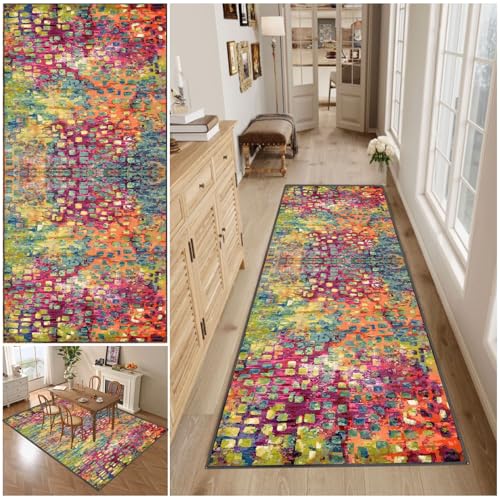 WAWFONG Teppichläufer Rutschfeste Moderne Abstrakter, Fußmatte Waschbar 60 x 180 cm Schlafzimmer Teppiche Runner Eingang Teppich Runner von WAWFONG