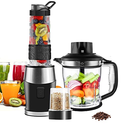 WAWORIO Mixer Smoothie Maker, 700 Watt Standmixer Smoothie Mixer, Multifunktion Smoothiemaker/Fleisch Zerkleinerer/Ice Crusher/Kaffeemühle mit 570ml Sport-Flasche BPA frei Tritan von WAWORIO