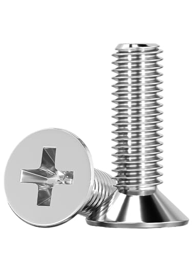 10 Stück M6 x 150/160/170/180/190/200 mm Maschinenschrauben mit flachem Senkkopf, Kreuzschlitzantrieb, Edelstahl 304, Vollgewinde(M6*180 10) von WAWPU