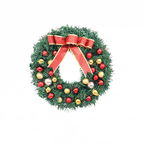12-24 Zoll Weihnachtskranz, große rote Schleife und goldene Weihnachtskugel-Girlande, for die Weihnachtsparty-Dekoration im Innen- und Außenbereich(Red Yellow,12 inch) von WAWPU