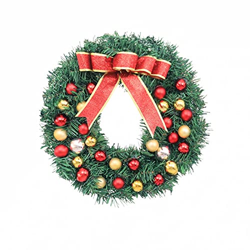 12-24 Zoll Weihnachtskranz, große rote Schleife und goldene Weihnachtskugel-Girlande, for die Weihnachtsparty-Dekoration im Innen- und Außenbereich(Red Yellow,16 inch) von WAWPU