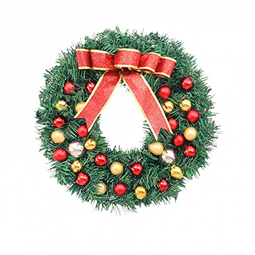 12-24 Zoll Weihnachtskranz, große rote Schleife und goldene Weihnachtskugel-Girlande, for die Weihnachtsparty-Dekoration im Innen- und Außenbereich(Red Yellow,20 inch) von WAWPU