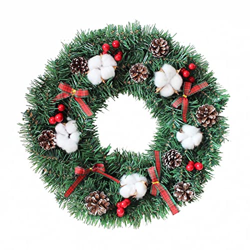 12-24 Zoll Weihnachtskranz, künstliche Tannennadeln, Tannenzapfen, Schleife, Beerenbaumwolle, for die Weihnachtsdekoration im Winter(12 inch) von WAWPU