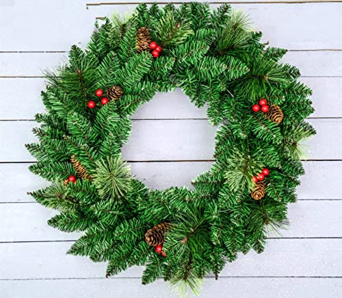 20 24" Künstlicher Kranz mit Weihnachtsbeeren und Tannenzapfen, Tannenzweig, for Weihnachtsdekoration for Aufhängen(Red Green 4,20 inches) von WAWPU