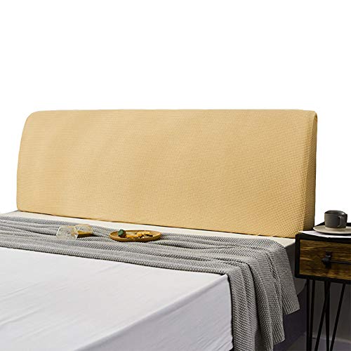 Einzel-, Doppel-, Queen-Size- und Kingsize-Bettkopfteilbezug, dehnbar, einfarbig, superweicher Polyester-All-Inclusive-Schutz, staubdichter Kopfteilbezug for die Schlafzimmerdekoration(Yellow,200CM) von WAWPU