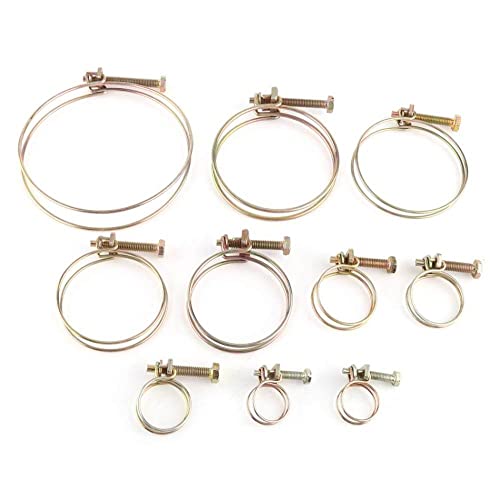 Schlauchschellen, 10 Stück, verstellbar, Doppeldraht, Wasserschraubschelle, verzinkte Eisenfeder, Heizöl, CPU-Rohr, Schlauchclip, 13–100 mm(25-29mm) von WAWPU