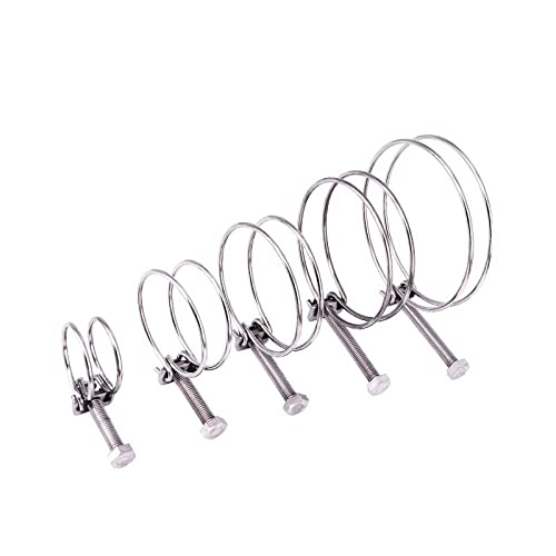 Schlauchschellen, 5 Stück 11–85 mm Doppeldraht-Wasserschelle, Rohrschelle einstellen, SS304 Edelstahl-Rohrbügel, Sanitärarmatur(11-14 x 1.8mm) von WAWPU