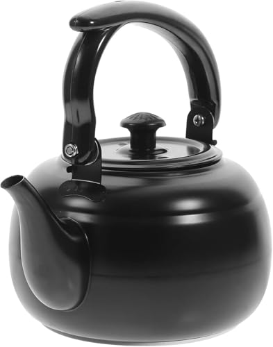 Teekessel Schwarz, Edelstahl-Teekanne for den Herd 1 Liter, Camping-Wasserkocher mit klappbarem Griff, for Gasherd in der Küche zu Hause von WAWPU