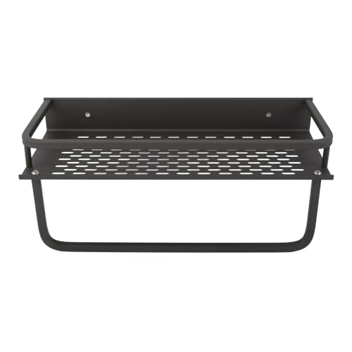 WAWPU Badezimmer-Duschregale, Dusch-Caddy mit Handtuchhalter, Grauer Dusch-Aufbewahrungskorb, Wand-Duschregal, Badezimmer-Dusch-Organizer(30cm) von WAWPU