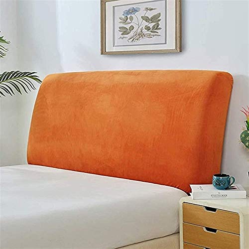 WAWPU Samt-Stretch-Kopfteilbezug, Bettkopfbezug for Einzel-/Kingsize-/Doppelbett-Rückenlehne, staubdichter Schutzbezug, Holz-/Leder-/Stoffbetten, Kopfteildekoration(Orange,(200) von WAWPU