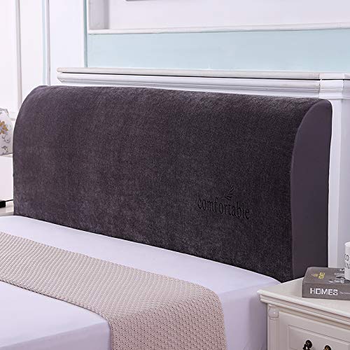 WAWPU Samtverdickter, weicher, bequemer Kopfteilbezug, staubdichter Dekorationsbezug for Kingsize-/Queensize-/Twin-/Fullsize-Kopfteil aus Holz und Leder(Grey2,Length:150cm) von WAWPU