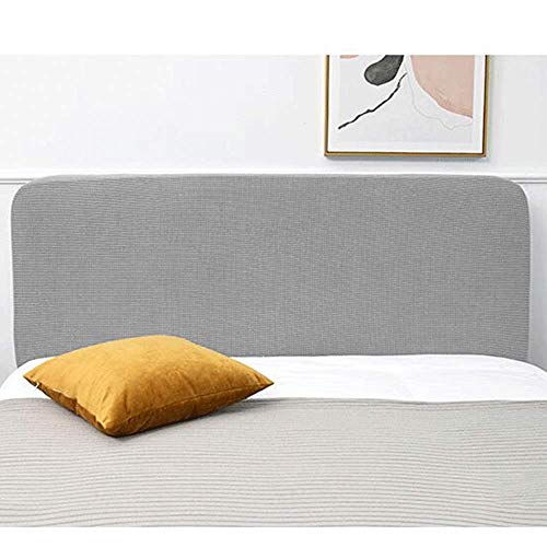 WAWPU Schlichter, moderner Bettkopfteil-Schonbezug, Stretch-Dickstoff, Bettkopfteilbezug for Einzel- und Doppelkopfteile aus Leder/weichem Etui/dekoratives Holz(Grey1,HeadboardLength:110) von WAWPU
