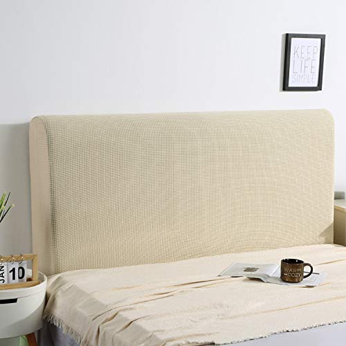 WAWPU Staubdichter, elastischer Kopfteil-Schutzbezug, einfarbig, nordischer Stil, Schlafzimmerdekoration, weicher, bequemer Rückenlehnenbezug aus Polyestergewebe(Beige,Length:120CM) von WAWPU