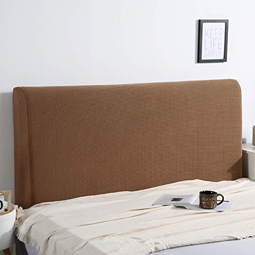 WAWPU Staubdichter, elastischer Kopfteil-Schutzbezug, einfarbig, nordischer Stil, Schlafzimmerdekoration, weicher, bequemer Rückenlehnenbezug aus Polyestergewebe(Brown,Length:120CM) von WAWPU
