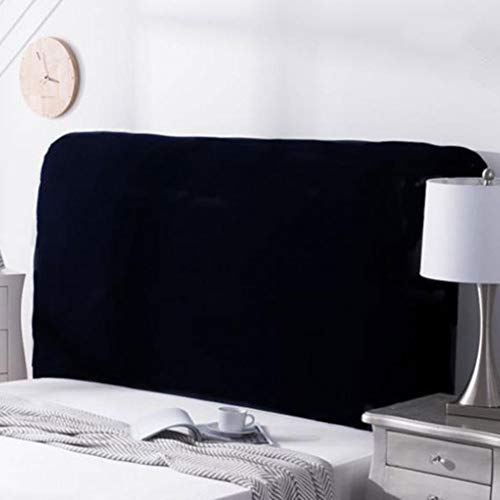 WAWPU Stretch-Kopfteilbezug aus weichem Polyestergewebe, Leder/Holz, staubdichter Schutz, Dekoration, Schonbezug for Twin Full Queen Super King Betten(Black,Length:90) von WAWPU
