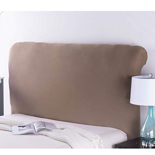 WAWPU Stretch-Kopfteilbezug aus weichem Polyestergewebe, Leder/Holz, staubdichter Schutz, Dekoration, Schonbezug for Twin Full Queen Super King Betten(Brown3,Length:90) von WAWPU