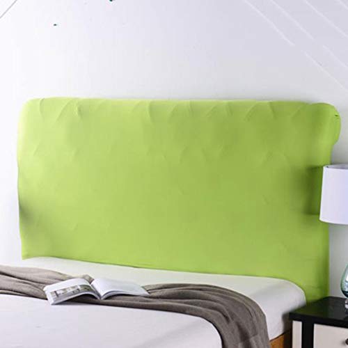 WAWPU Stretch-Kopfteilbezug aus weichem Polyestergewebe, Leder/Holz, staubdichter Schutz, Dekoration, Schonbezug for Twin Full Queen Super King Betten(Green2,Length:90) von WAWPU