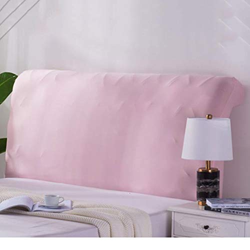 WAWPU Stretch-Kopfteilbezug aus weichem Polyestergewebe, Leder/Holz, staubdichter Schutz, Dekoration, Schonbezug for Twin Full Queen Super King Betten(Pink2,Length:180) von WAWPU