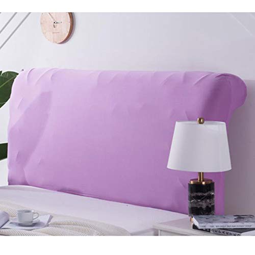 WAWPU Stretch-Kopfteilbezug aus weichem Polyestergewebe, Leder/Holz, staubdichter Schutz, Dekoration, Schonbezug for Twin Full Queen Super King Betten(Purple1,Length:120) von WAWPU