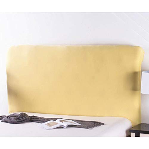 WAWPU Stretch-Kopfteilbezug aus weichem Polyestergewebe, Leder/Holz, staubdichter Schutz, Dekoration, Schonbezug for Twin Full Queen Super King Betten(Yellow,Length:180) von WAWPU