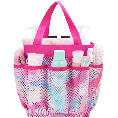 WAWSAM Batik Duschablage aus Mesh für Schlafsäle - 22 x 22 x 25 cm Mesh Duschtasche für Studentinnen tragbar mit 8 Fächern mit großem Duschkorb für College Badezimmer Duschraum von WAWSAM