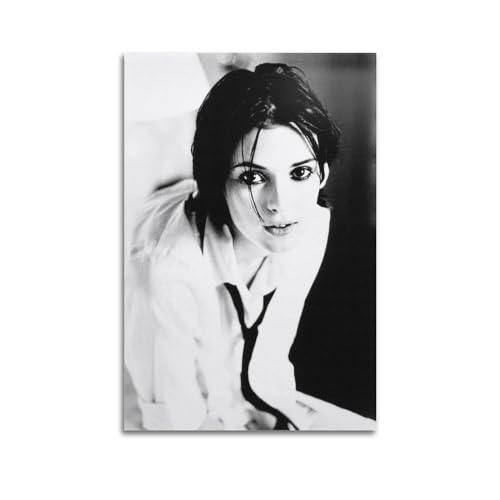 Winona Ryder Poster-Bilderdruck, Wandkunst, Gemälde, Leinwand-Kunstwerke, Idee, Raum, ästhetisch, 40 x 60 cm, Schwarz / Weiß von WAWYY