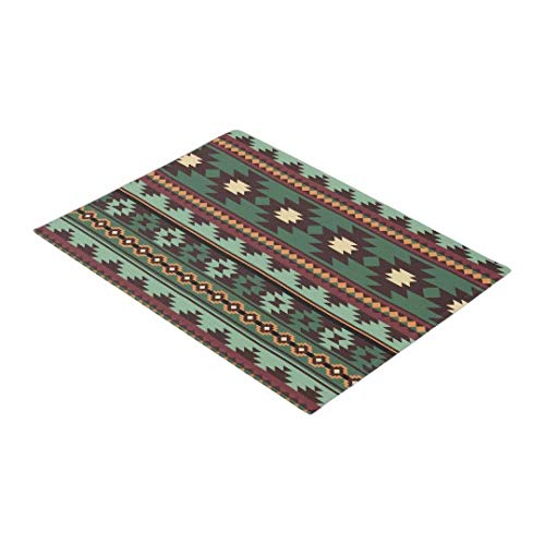 Fußabtreter Personalisieren Sie Southwest Tribal Green Brown Fußmatte Home Decoration Entry rutschfeste Türmatte Waschbarer Bodenteppich Hauptdekoration Geschenk 40X60Cm von WAXB