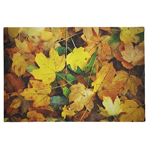 Teppich Herbst-Themen-Fußmatte - Goldene Blätter Dekoration Eintrag rutschfeste Fußmatte Gummi Waschbare Fußmatte Home Decor Weihnachten Neujahr Geschenk Rutschfester Teppich von WAXB