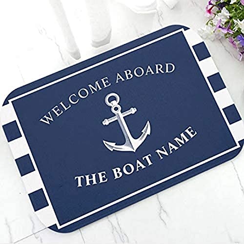 WAXB 3D-Druck Fußmatte Nautical Anker Boot Blaue Streifen Personalisierte Modern Gummi Fußmatte Teppich Dekor Weihnachten Arpet von WAXB