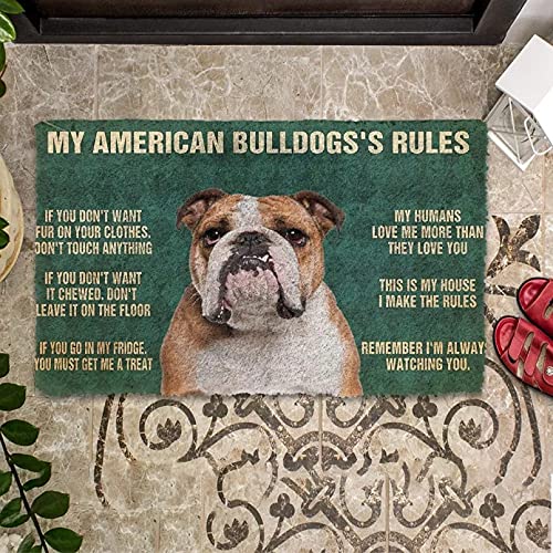WAXB Schmutzfangmatte Erinnern Sie Sich An Die Regeln Meiner Bulldogge Fußmatte Dekordruck Tierboden Fußmatte Rutschfester Weicher Flanellteppich von WAXB